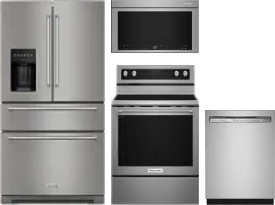 4 Piece Package Includes Refrigerator, Range, Microwave And Dishwasher