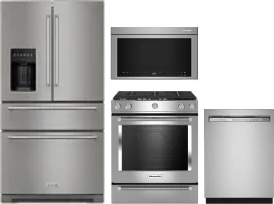 4 Piece Package Includes Refrigerator, Range, Microwave And Dishwasher