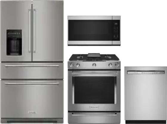 4 Piece Package Includes Refrigerator, Range, Microwave And Dishwasher
