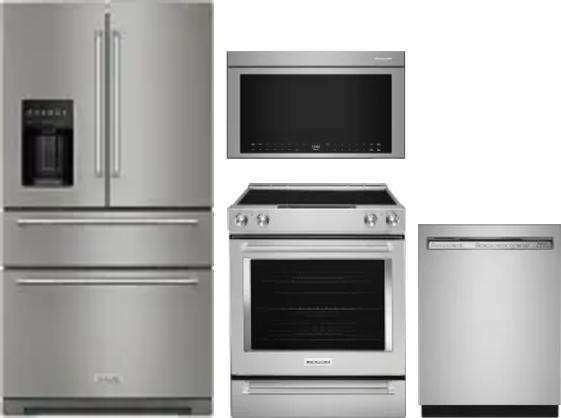 4 Piece Package Includes Refrigerator, Range, Microwave And Dishwasher