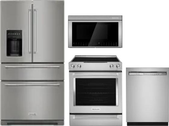 4 Piece Package Includes Refrigerator, Range, Microwave And Dishwasher