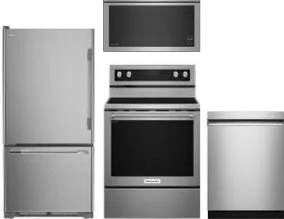 4 Piece Package Includes Refrigerator, Range, Microwave And Dishwasher