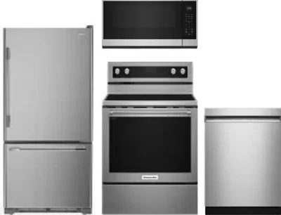 4 Piece Package Includes Refrigerator, Range, Microwave And Dishwasher