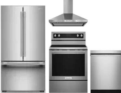 4 Piece Package Includes Refrigerator, Range, Hood And Dishwasher