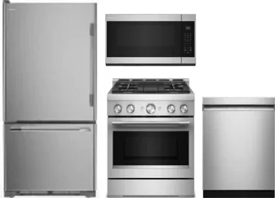 4 Piece Package Includes Refrigerator, Range, Microwave And Dishwasher