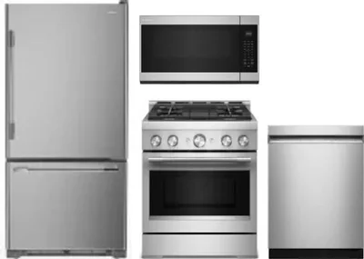 4 Piece Package Includes Refrigerator, Range, Microwave And Dishwasher