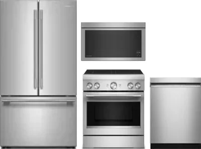 4 Piece Package Includes Refrigerator, Range, Microwave And Dishwasher
