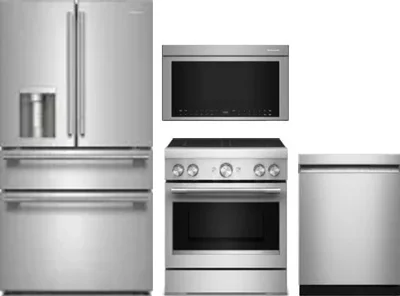 4 Piece Package Includes Refrigerator, Range, Microwave And Dishwasher