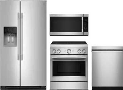 4 Piece Package Includes Refrigerator, Range, Microwave And Dishwasher