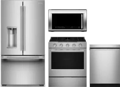 4 Piece Package Includes Refrigerator, Range, Microwave And Dishwasher