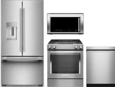 4 Piece Package Includes Refrigerator, Range, Microwave And Dishwasher