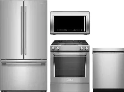 4 Piece Package Includes Refrigerator, Range, Microwave And Dishwasher