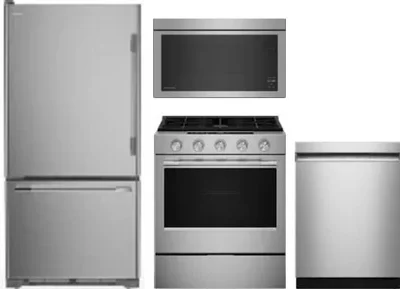 4 Piece Package Includes Refrigerator, Range, Microwave And Dishwasher