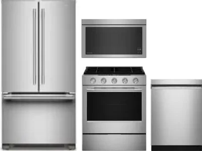 4 Piece Package Includes Refrigerator, Range, Microwave And Dishwasher