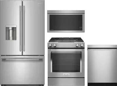 4 Piece Package Includes Refrigerator, Range, Microwave And Dishwasher