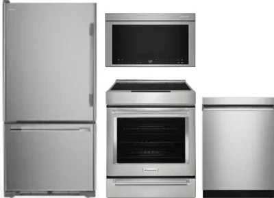 4 Piece Package Includes Refrigerator, Range, Microwave And Dishwasher