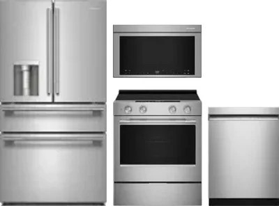 4 Piece Package Includes Refrigerator, Range, Microwave And Dishwasher