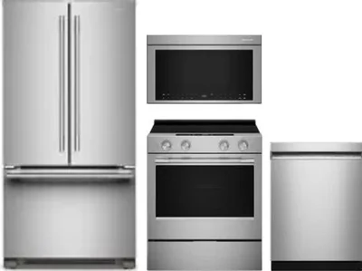 4 Piece Package Includes Refrigerator, Range, Microwave And Dishwasher