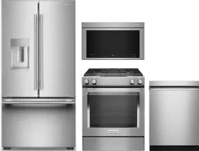 4 Piece Package Includes Refrigerator, Range, Microwave And Dishwasher