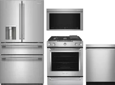 4 Piece Package Includes Refrigerator, Range, Microwave And Dishwasher