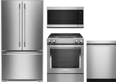 4 Piece Package Includes Refrigerator, Range, Microwave And Dishwasher