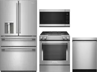 4 Piece Package Includes Refrigerator, Range, Microwave And Dishwasher