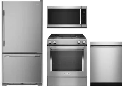 4 Piece Package Includes Refrigerator, Range, Microwave And Dishwasher