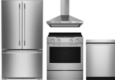 4 Piece Package Includes Refrigerator, Range, Hood And Dishwasher