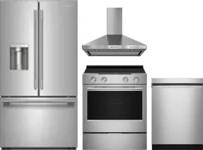 4 Piece Package Includes Refrigerator, Range, Hood And Dishwasher