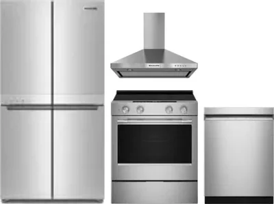 4 Piece Package Includes Refrigerator, Range, Hood And Dishwasher