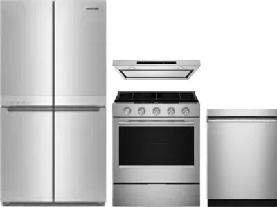4 Piece Package Includes Refrigerator, Range, Hood And Dishwasher