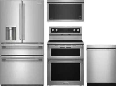 4 Piece Package Includes Refrigerator, Range, Microwave And Dishwasher