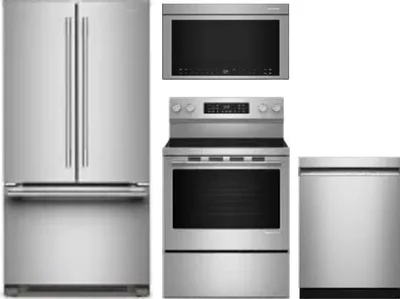 4 Piece Package Includes Refrigerator, Range, Microwave And Dishwasher