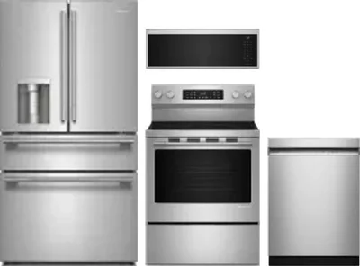 4 Piece Package Includes Refrigerator, Range, Microwave And Dishwasher