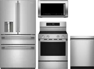 4 Piece Package Includes Refrigerator, Range, Microwave And Dishwasher