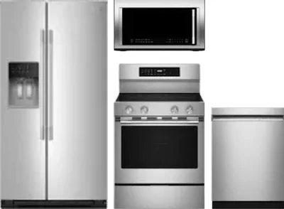 4 Piece Package Includes Refrigerator, Range, Microwave And Dishwasher