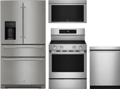 4 Piece Package Includes Refrigerator, Range, Microwave And Dishwasher