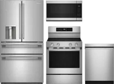 4 Piece Package Includes Refrigerator, Range, Microwave And Dishwasher