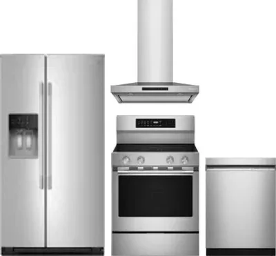 4 Piece Package Includes Refrigerator, Range, Hood And Dishwasher