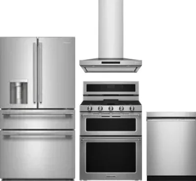 4 Piece Package Includes Refrigerator, Range, Hood And Dishwasher