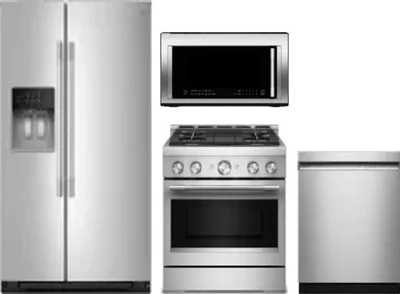 4 Piece Package Includes Refrigerator, Range, Microwave And Dishwasher