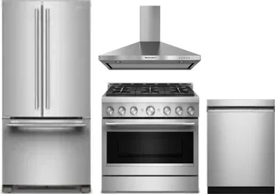 4 Piece Package Includes Refrigerator, Range, Hood And Dishwasher