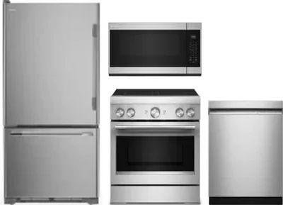 4 Piece Package Includes Refrigerator, Range, Microwave And Dishwasher