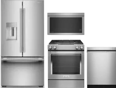 4 Piece Package Includes Refrigerator, Range, Microwave And Dishwasher