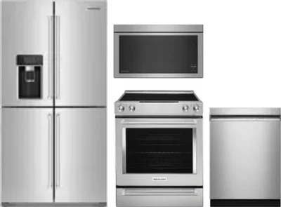 4 Piece Package Includes Refrigerator, Range, Microwave And Dishwasher