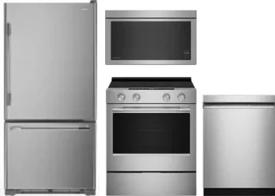 4 Piece Package Includes Refrigerator, Range, Microwave And Dishwasher