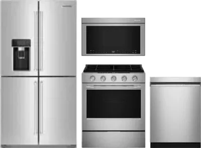 4 Piece Package Includes Refrigerator, Range, Microwave And Dishwasher