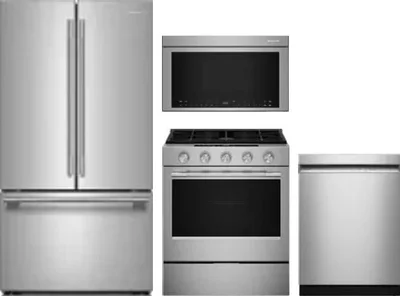 4 Piece Package Includes Refrigerator, Range, Microwave And Dishwasher