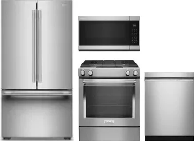 4 Piece Package Includes Refrigerator, Range, Microwave And Dishwasher