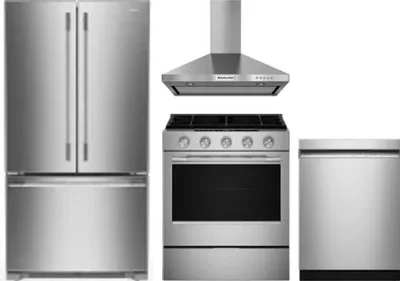 4 Piece Package Includes Refrigerator, Range, Hood And Dishwasher